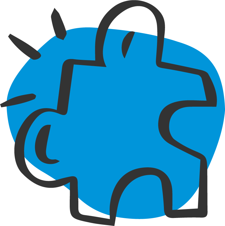 blue doodle icon of a puzzle piece