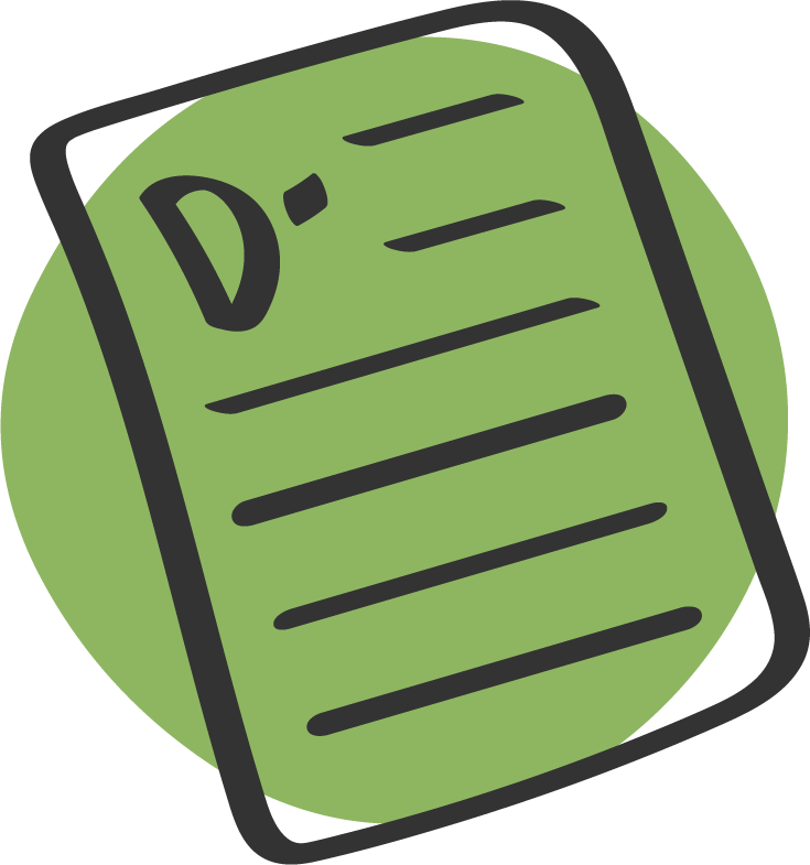 green doodle icon of report card
