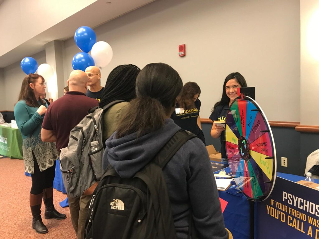 mindmap health fair table at southern connecticut state university