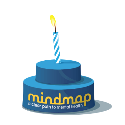 mindmap 1 year birthday cake with flickering candle