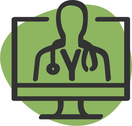 icon of healthcare professional on computer screen