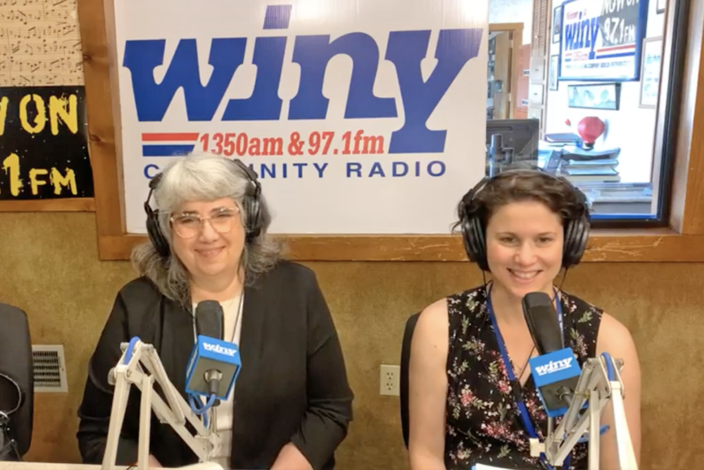 United Services Connecticut President & CEO Diane Manning and Director of Development Emily Morrison in the WINY 1350am 97.1fm radio show studio to talk about psychosis